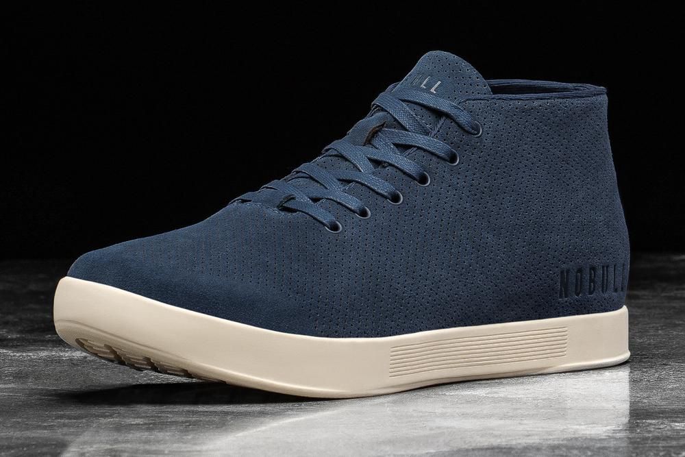 Trainers NOBULL Homme Bleu Marine Ivory - Chaussures NOBULL Suede Mid,France (8521-DIEGV)